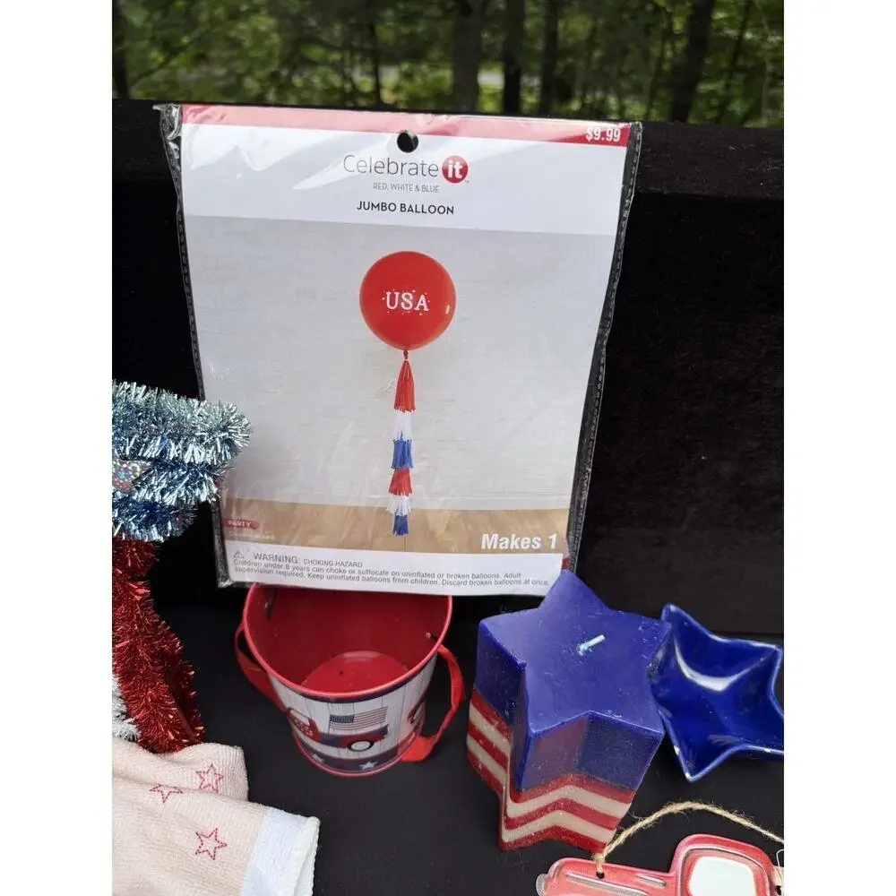 Huge Pier 1 American Flag Patriotic July 4th Serving Table Decor Huge Lot